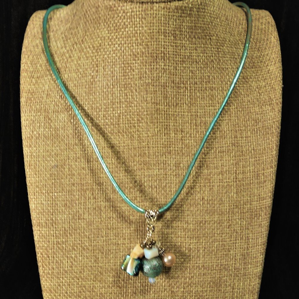 necklace shells ,sea glass, freshwater pearl